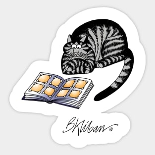 B kliban cat,  cat reading book Sticker